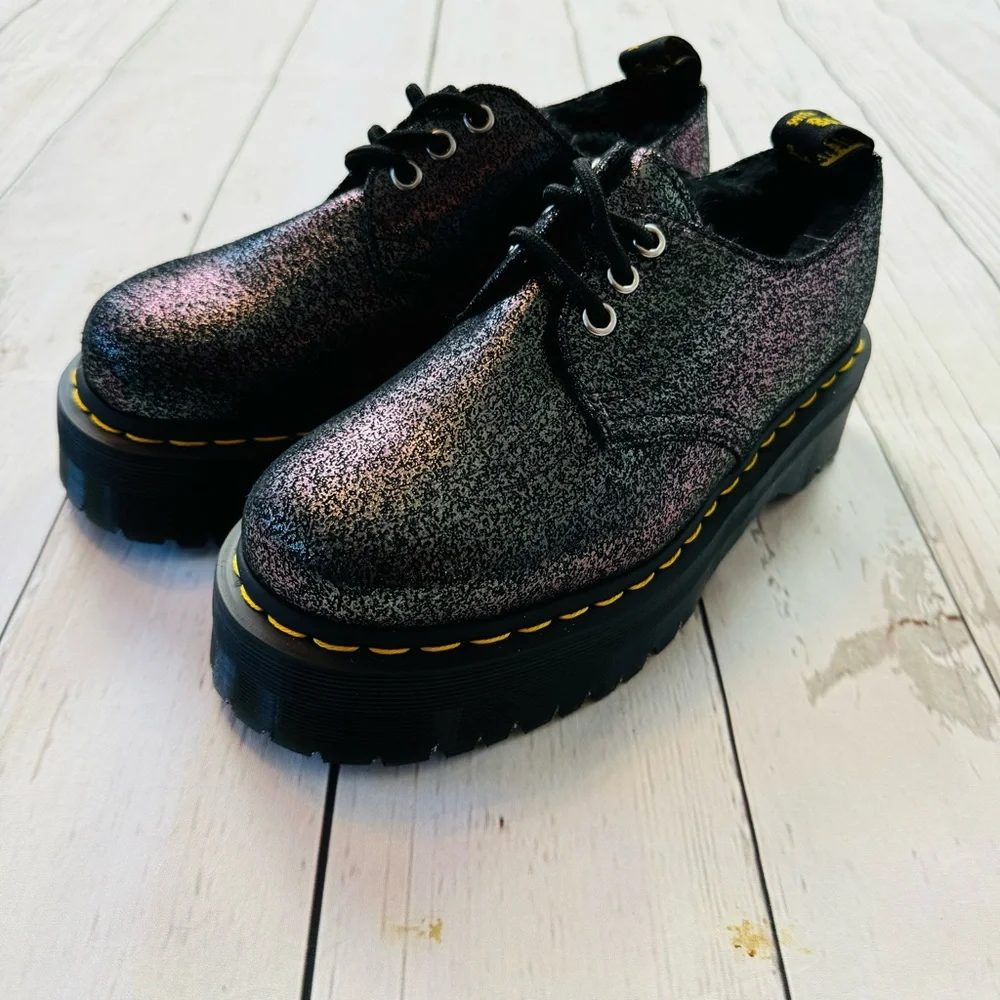 Dr Martens Women’s Holly Platform Retro Quad Gunmetal Shoes Size 7